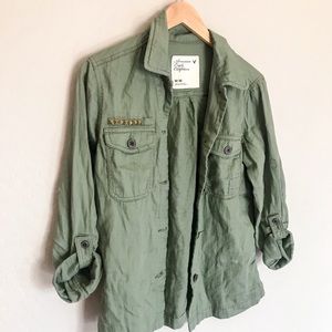 American Eagle Military Button Down